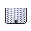 A portable foldable waterproof diaper changing pad with a blue and white chevron pattern.