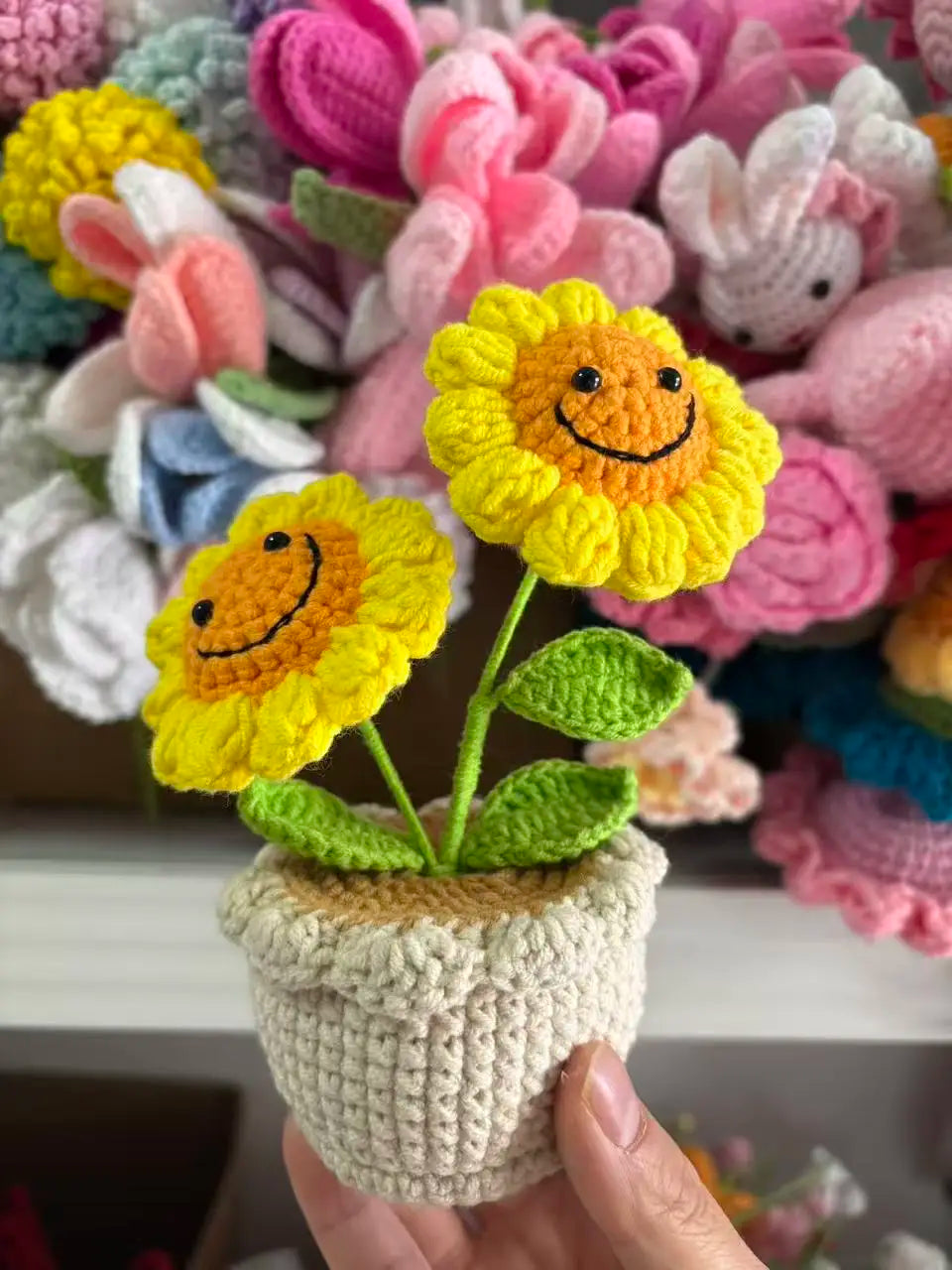 Handmade Crochet Sunflower in Pot