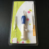 A plastic kit for punch needle embroidery with a handle and various needles packaged in a clear plastic sleeve.