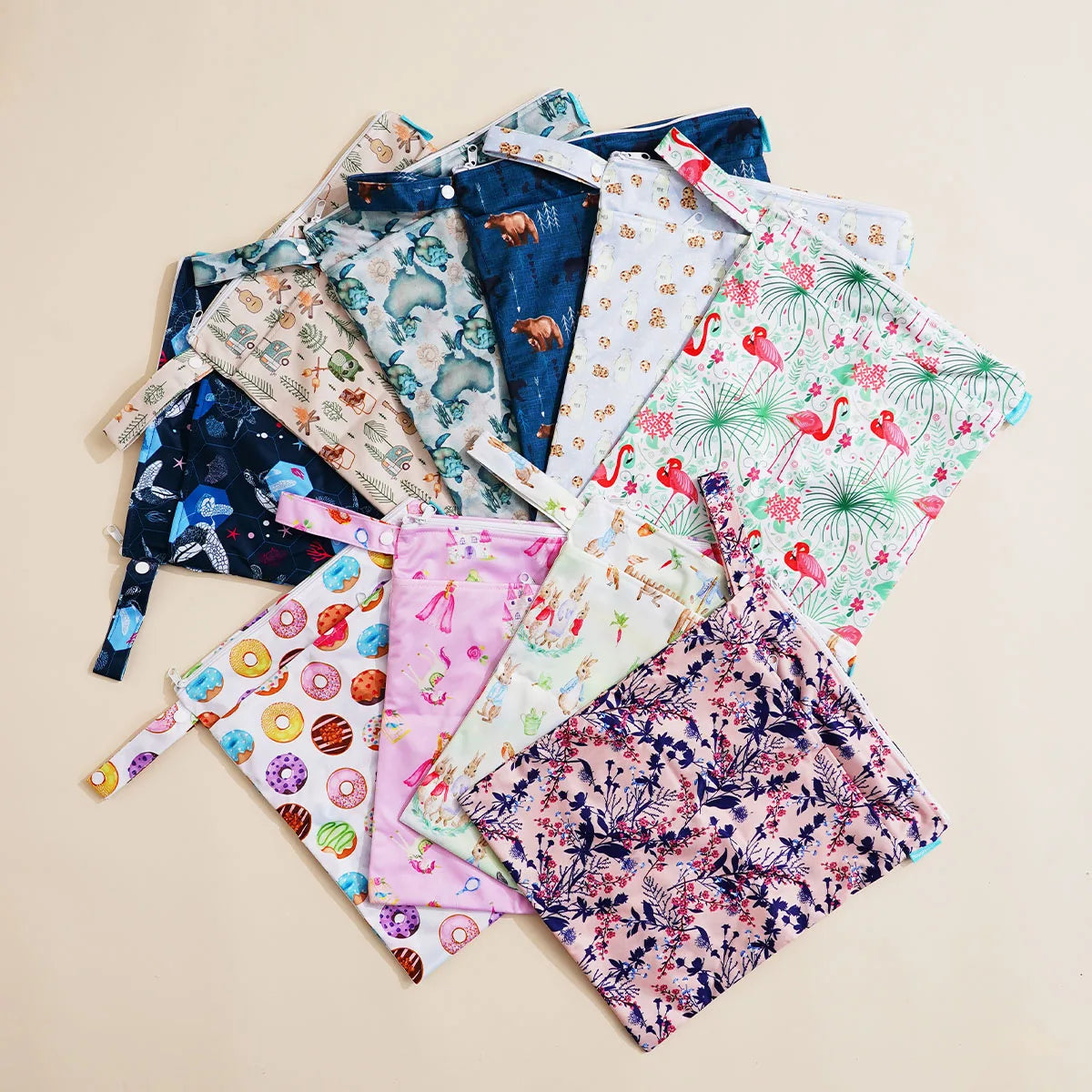 Reusable Wet & Dry Diaper Storage Bags with Double Zipper