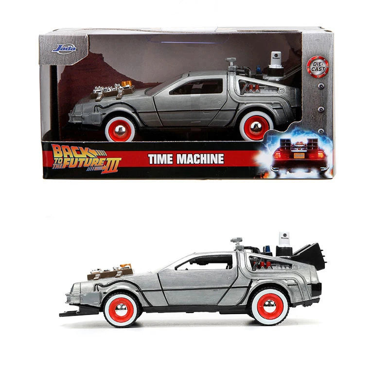 A diecast collectible model of a silver Ford Explorer tour vehicle from Jurassic Park, featuring details and accessories.