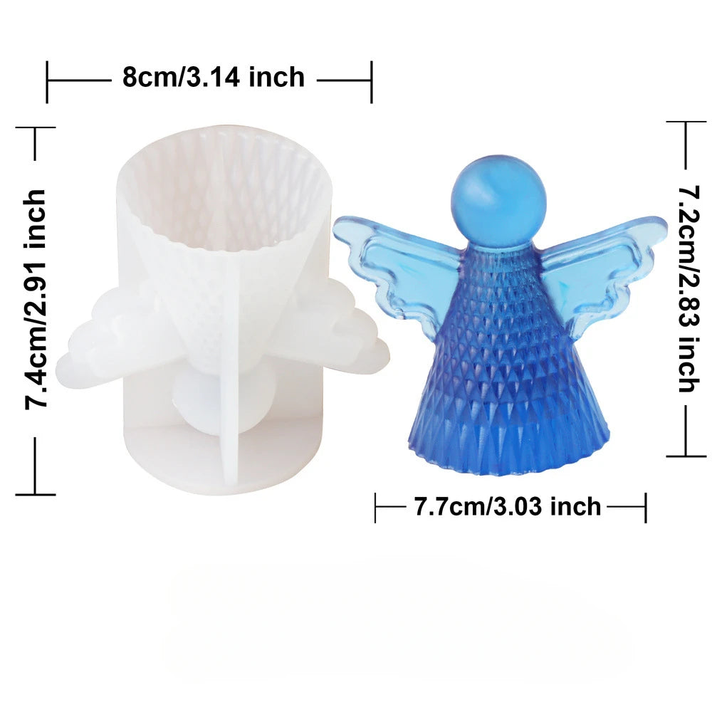 A silicone mold shaped like a cherub angel for making candles and soap