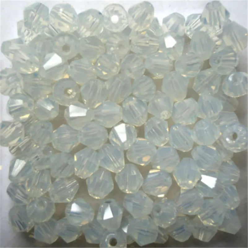 Clear faceted glass bicone beads used for jewelry making