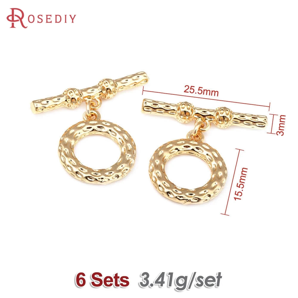 A set of six 18K gold round O-toggle clasps for bracelets and jewelry making