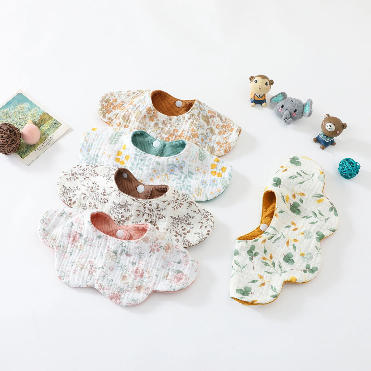 6-Layer Cotton Baby Bib with Reversible Design