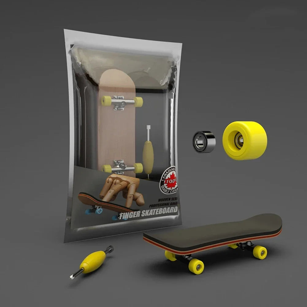 Wooden Finger Skateboard with Professional Trucks