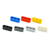 A set of ten colored Technic liftarm beams in blue, red, yellow, black, gray, and white.