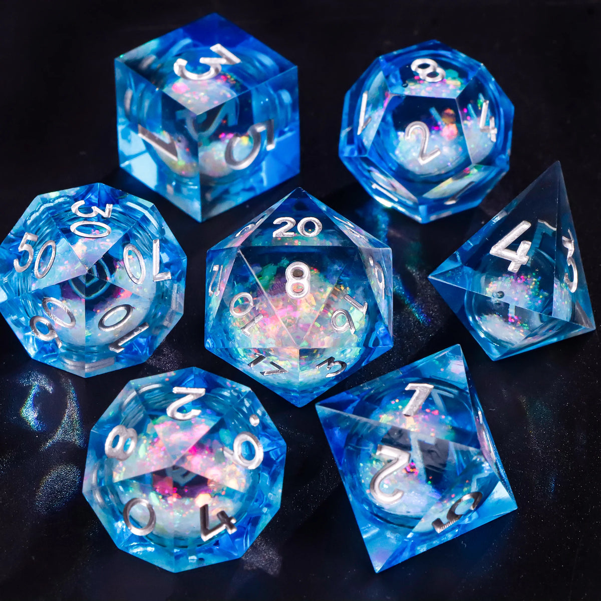 Liquid Core Resin Dice Set – 7 Polyhedral Dice for DND & RPG