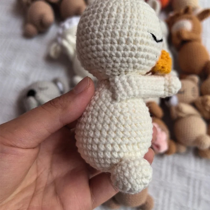 Handmade Amigurumi Plush Toy Set – Fox, Cow & Lamb Sleeping Dolls