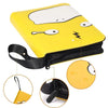 Yellow PU leather card binder with a face design and black zipper visible from above.