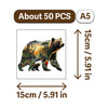 A wooden jigsaw puzzle depicting a bear and other animals.