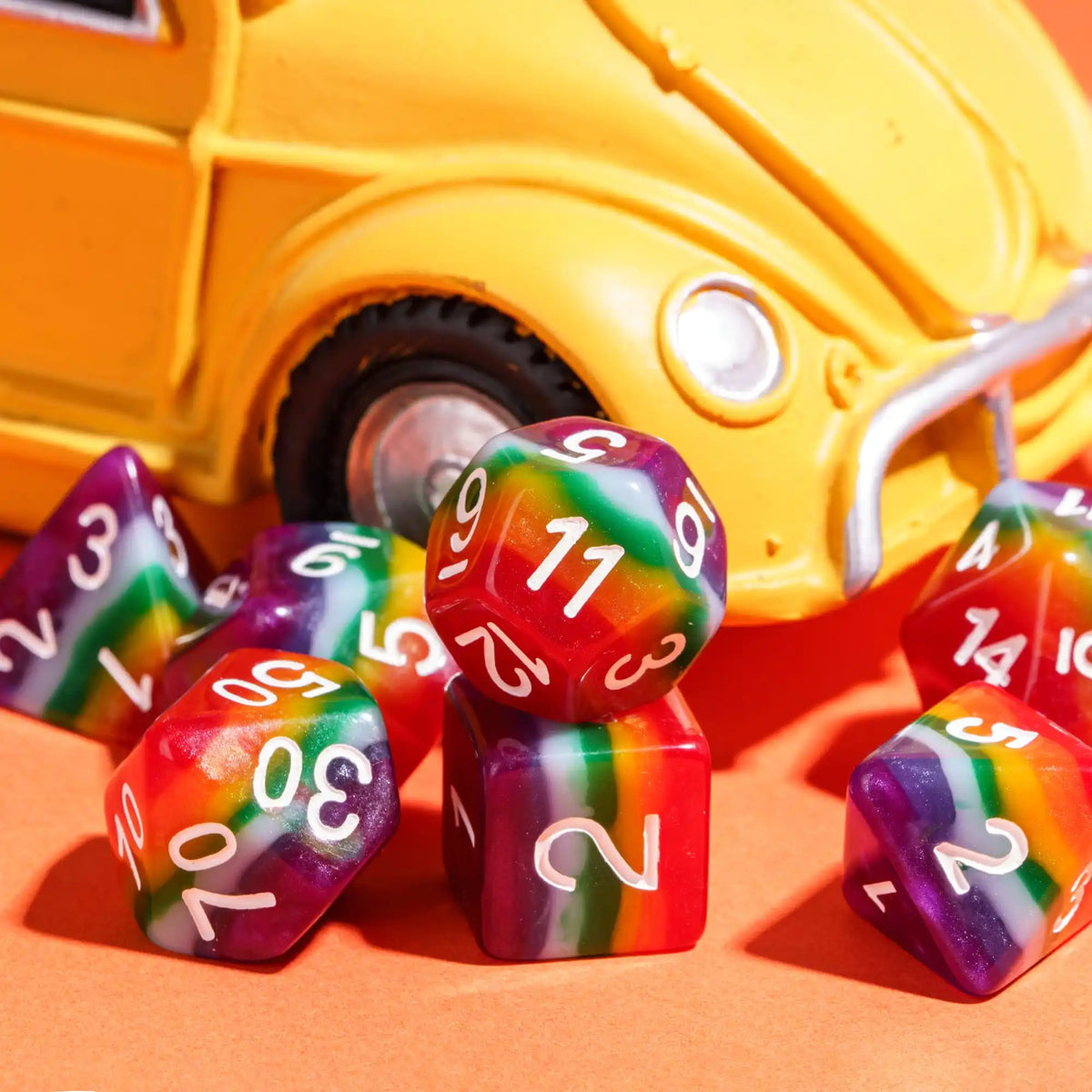 Seven-Layer Rainbow Polyhedral Dice Set for RPGs