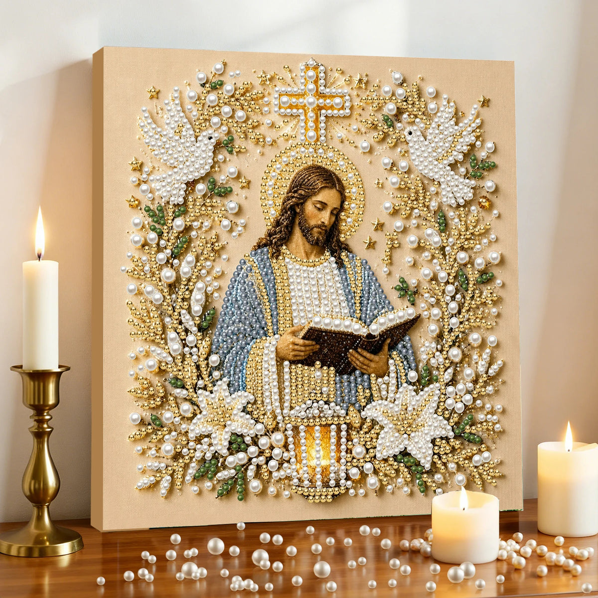 Religious Diamond Painting Kit with Frame – Jesus and Holy Mary