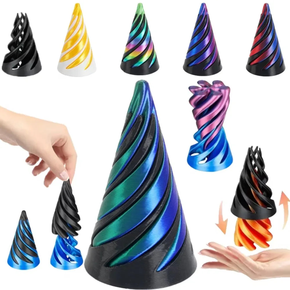 3D Printed Spiral Cone Passthrough Pyramid Sculpture