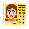 A yellow puzzle game featuring a brown face with angry expression, including black eyebrows and red lips.
