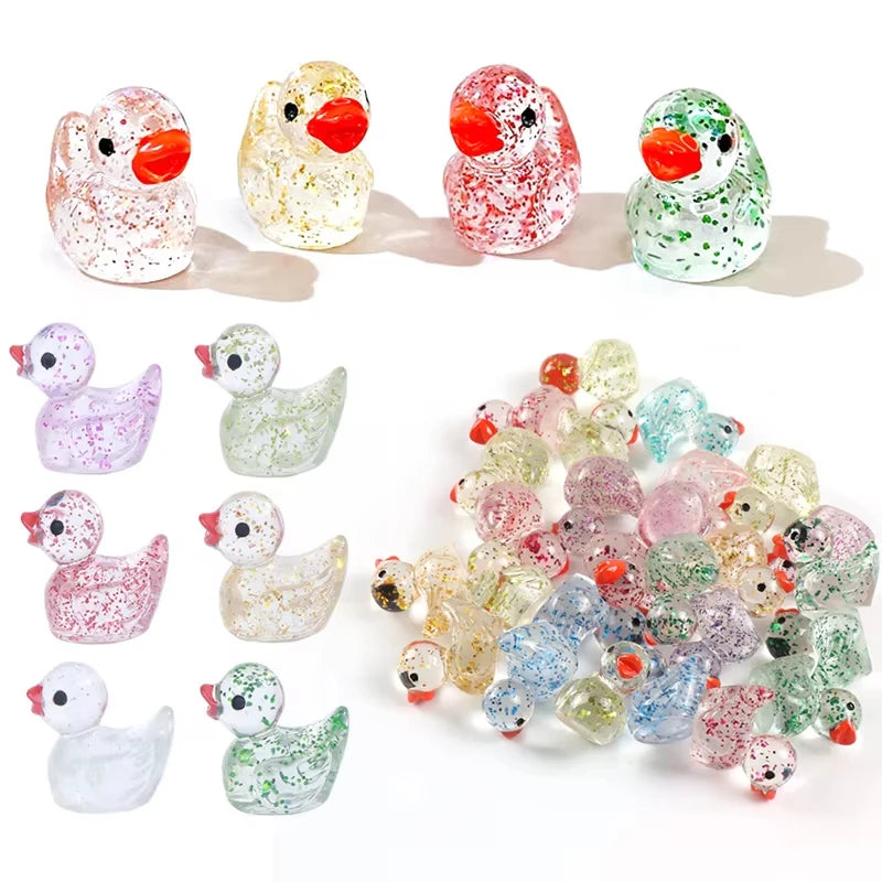 Colorful Resin Duck Figurine Set for Garden & Aquarium Decor