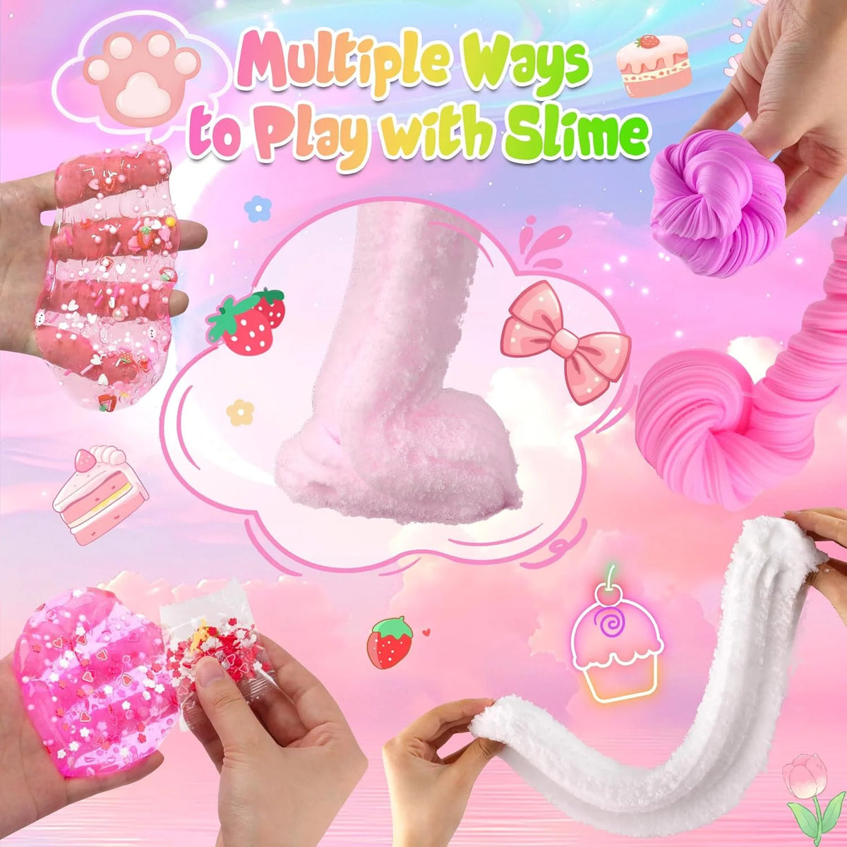 Cute Cloud Slime Party Pack (6 Containers)