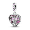 Silver-Plated Heart Charm Bead with Cubic Zirconia for Bracelets and DIY Jewelry