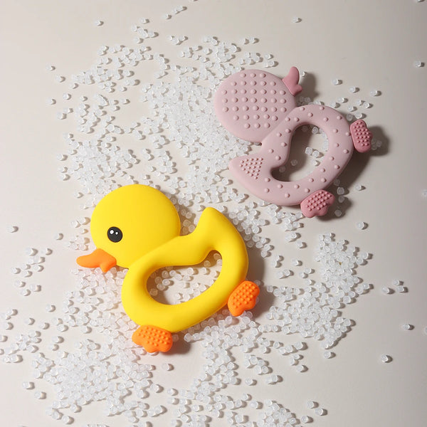 Adorable Duck Silicone Baby Teether with Clip
