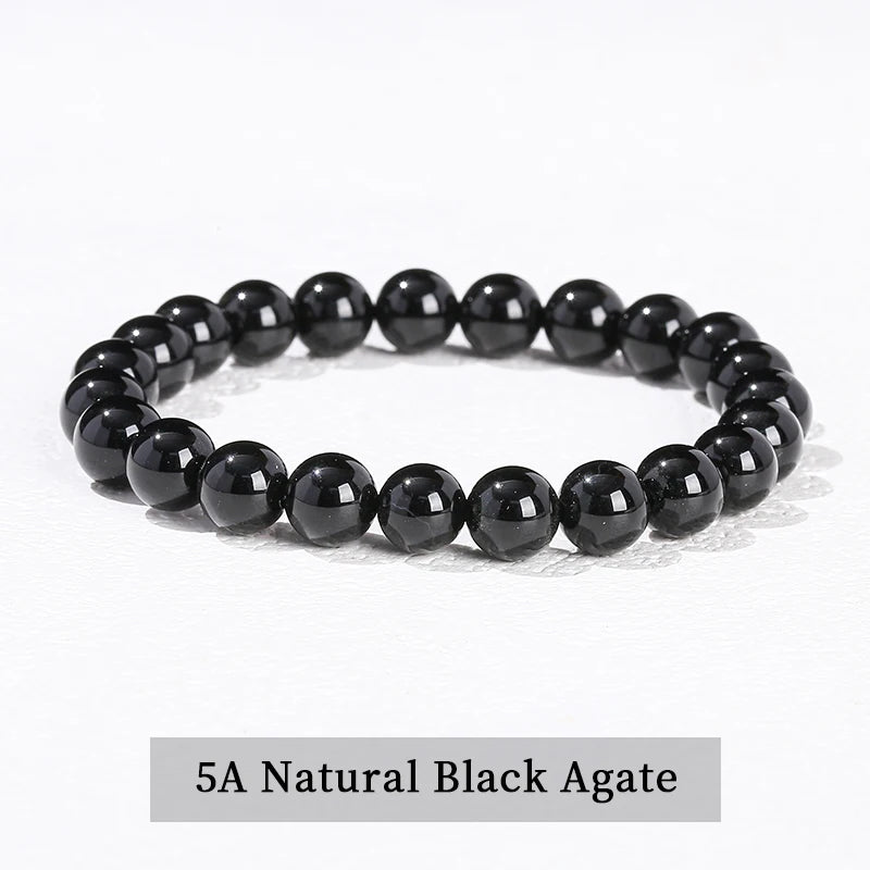 A bracelet made of 5A natural black agate beads.