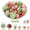 Silicone Focal Beads Set with Flower & Leaf Shapes for Jewelry Making