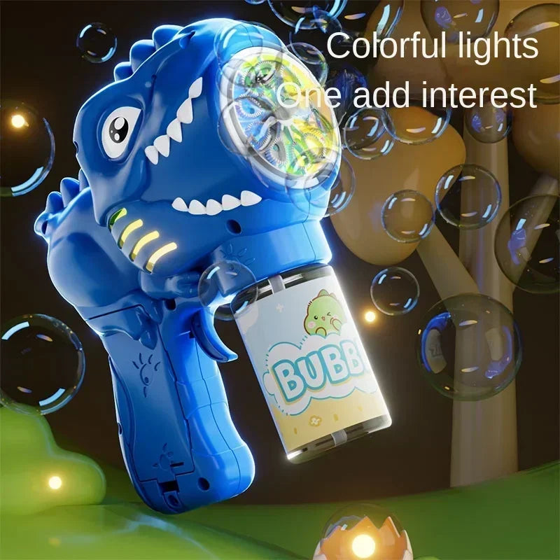 Dinosaur Bubble Gun with LED Lights – Automatic Bubble Blower for Kids
