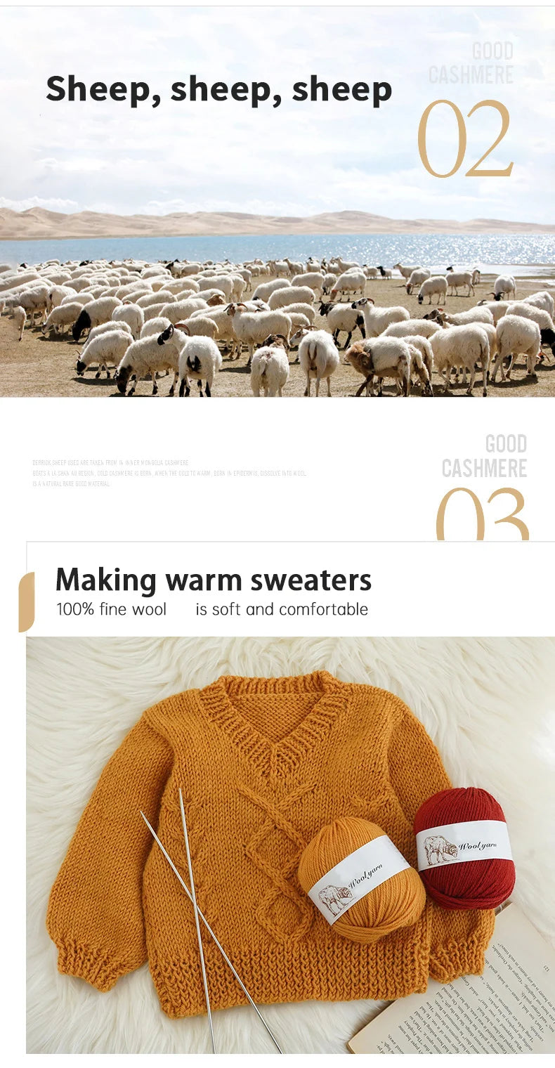 A knitted mustard yellow sweater made from fine wool yarn is displayed on a white fluffy surface.