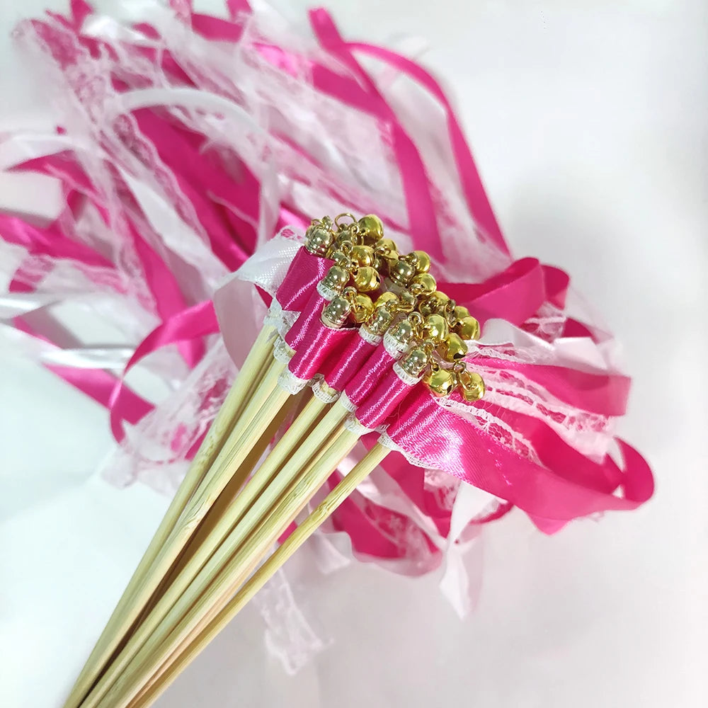 Elegant Ribbon Wands with Bells for Weddings & Celebrations
