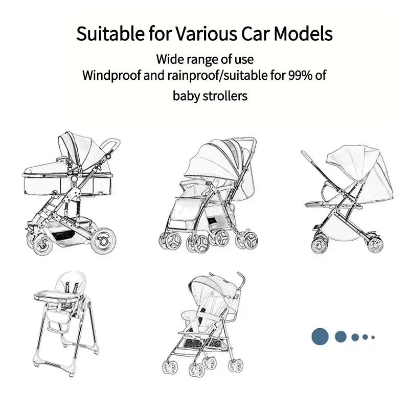 Universal Transparent Stroller Rain Cover with Zipper
