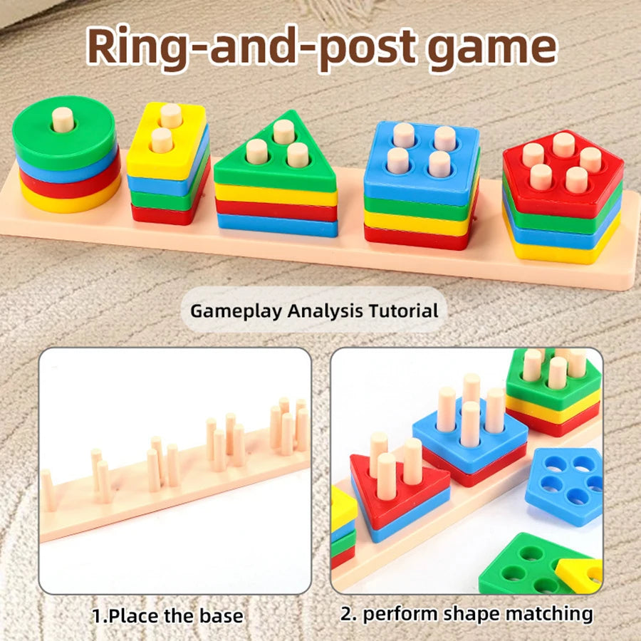 Geometric Shape Sorting Blocks Set for Toddlers