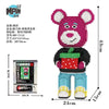 A pink bear-shaped micro building block kit with black and green accents.