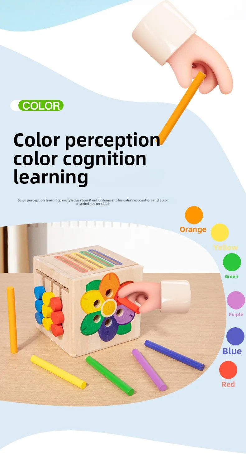 5-in-1 Wooden Shape & Color Sorting Toy for Toddlers