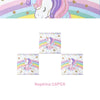 A set of 16 unicorn-themed napkins for a girls' birthday celebration.