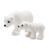 White plastic zoo animal building blocks set featuring a lion, bear, tiger, elephant, and panda.