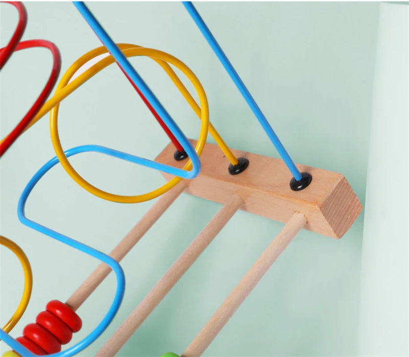 Wooden Bead Maze Roller Coaster Toy for Toddlers