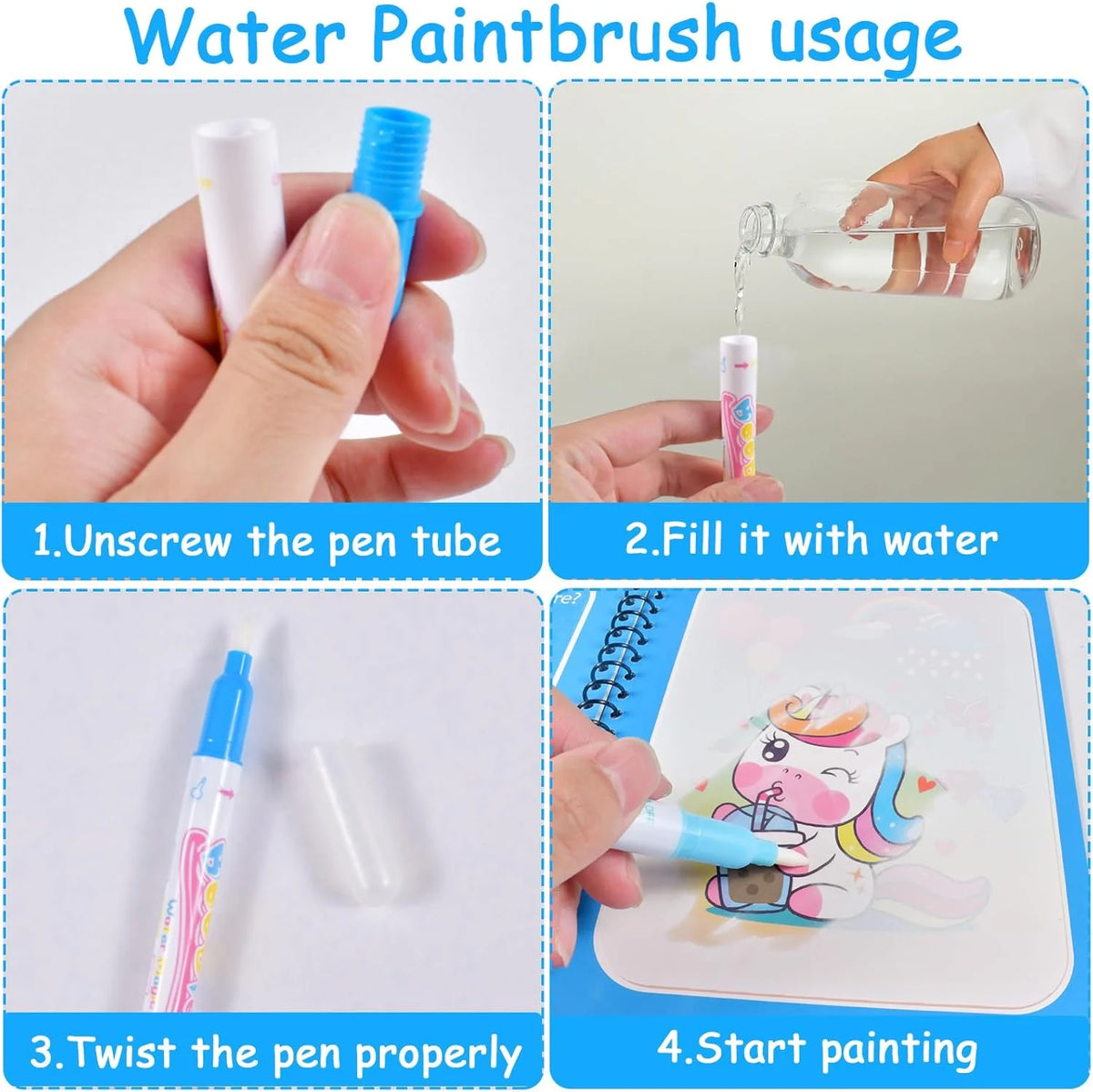 Reusable Water Drawing Book with Refillable Pen