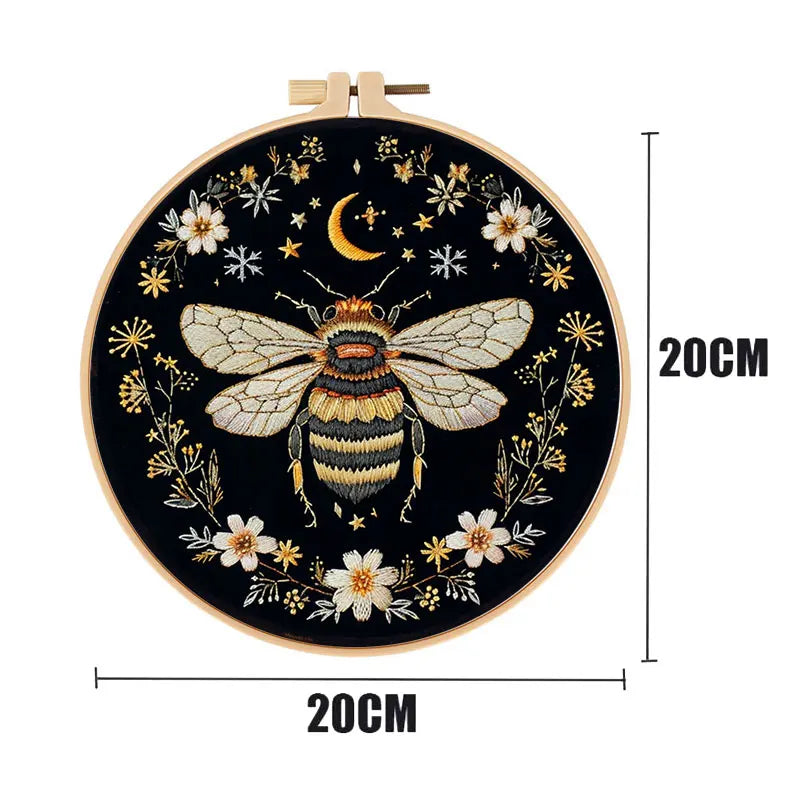 Butterfly & Moon Embroidery Kit with Floral Border