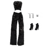 Black sequin party trousers set for fashion dolls including a top and boots