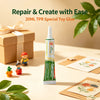 A bottle of 20ML TPR Special Toy Glue is shown next to small plastic toys and a gift box.