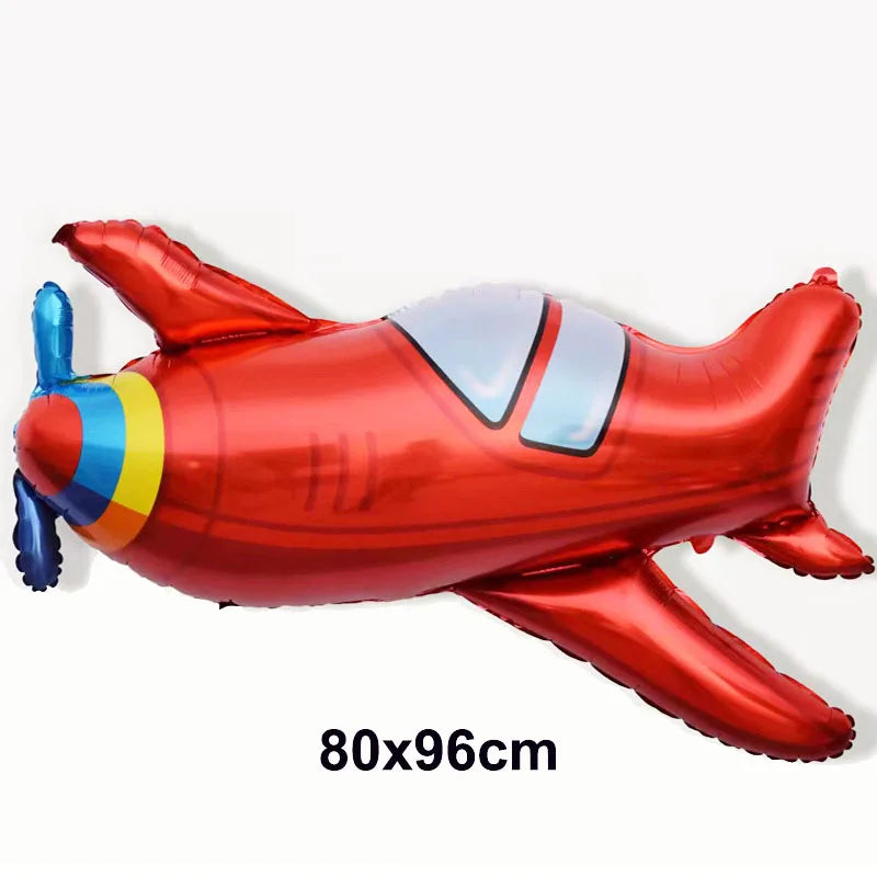 Red foil balloon plane model used for birthday party decoration