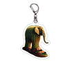 Acrylic keychain featuring a design of an elephant wearing a traditional garment.