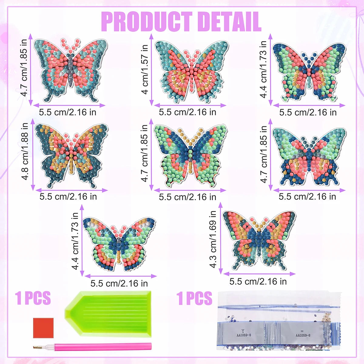 Butterfly Diamond Painting Magnets Kit – 8 Designs