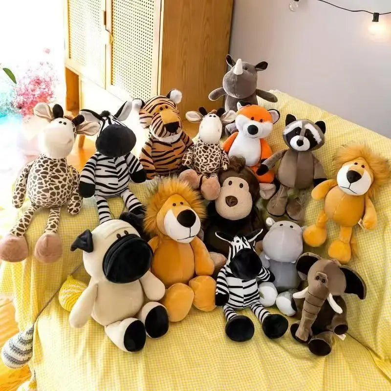 Soft Forest Animal Plush Toys Set – Lion, Elephant, Monkey & More