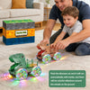 Dinosaur Monster Truck with Glowing LED Wheels – 2-Pack