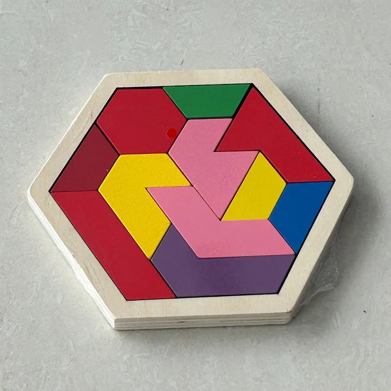 Hexagonal Wooden Puzzle — Interlocking Brain Teaser for Adults