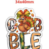 A sticker featuring a brown bird with orange and yellow plumage surrounded by autumn leaves and the letters G B L E.