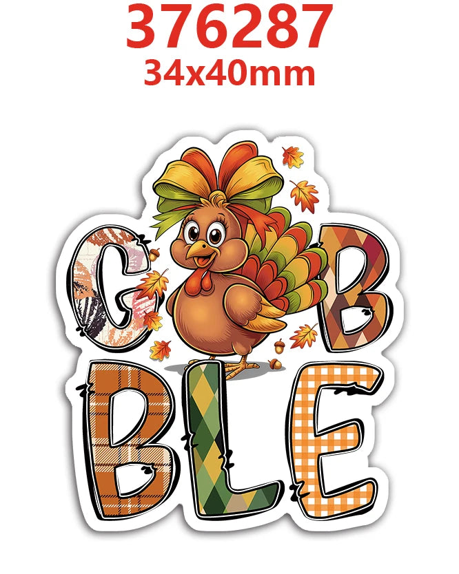 A sticker featuring a brown bird with orange and yellow plumage surrounded by autumn leaves and the letters G B L E.
