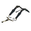 Black adjustable PU leather saxophone shoulder strap with leather loops and buckle