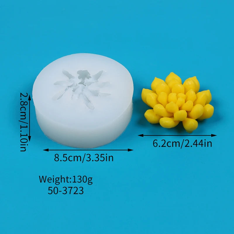 White silicone mold shaped like a cactus or succulent, used for crafting.