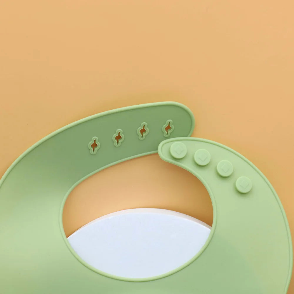 Adjustable Silicone Baby Bib with Food Catcher Pocket